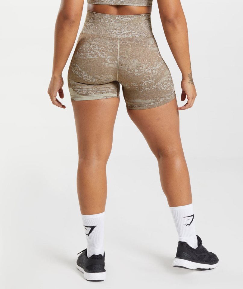 Women's Gymshark Adapt Camo Seamless Shorts Olive | CA 1NA36D